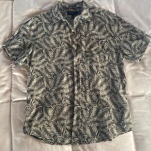 Banana Republic Hawaiian Linen Slim Fit Button Down Shirt Palms Medium M